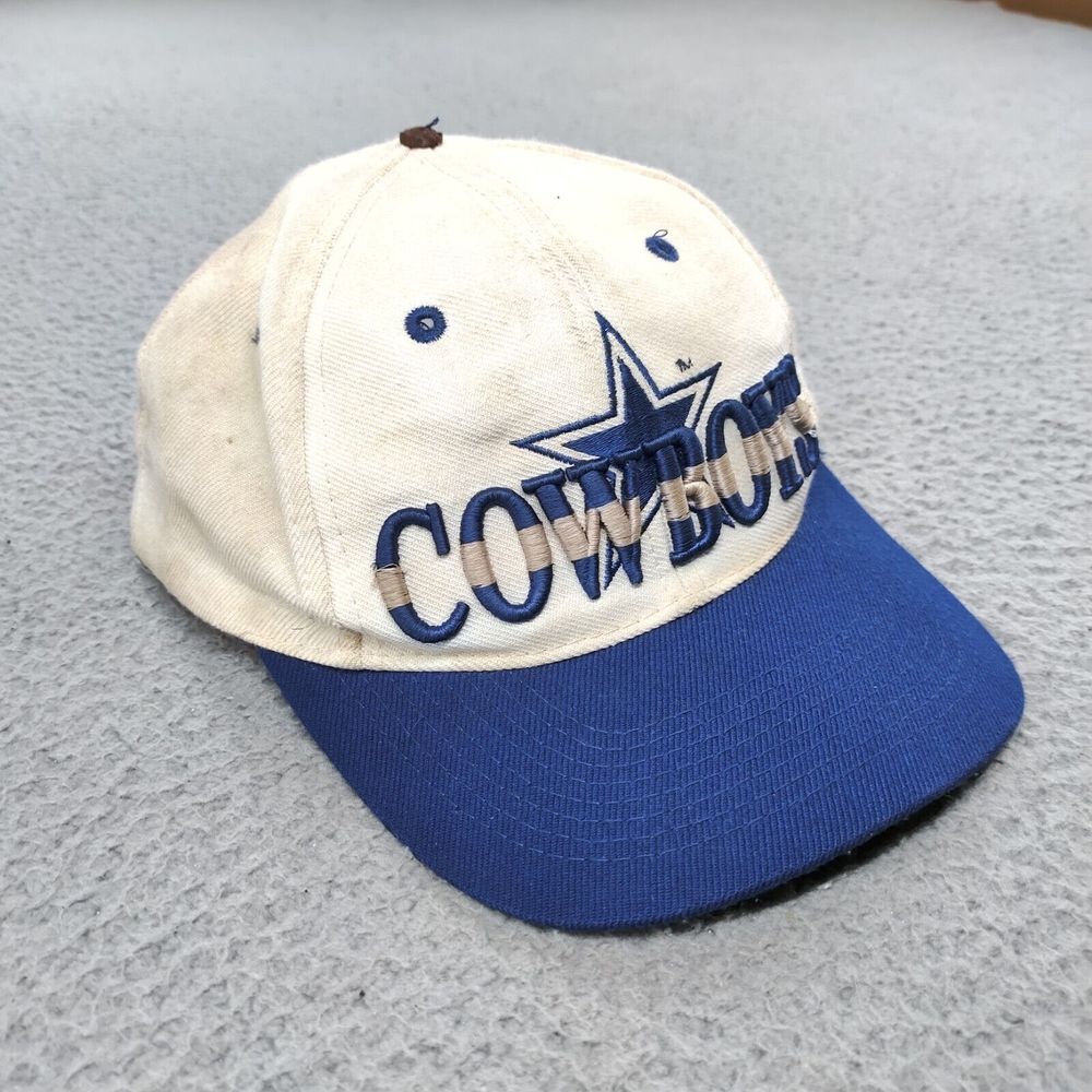 Vintage 1990s Dallas Cowboys Eastport Big Star Script Logo Snapback Hat Spellout - Picture 3 of 16
